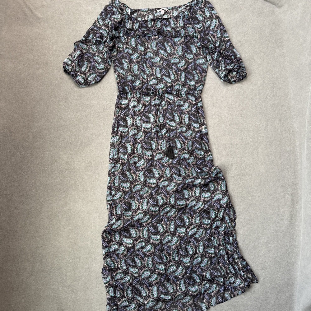 Victorias Secret Beach Dress Womens Medium Black Maxi Paisley Sheer Cover Up‎